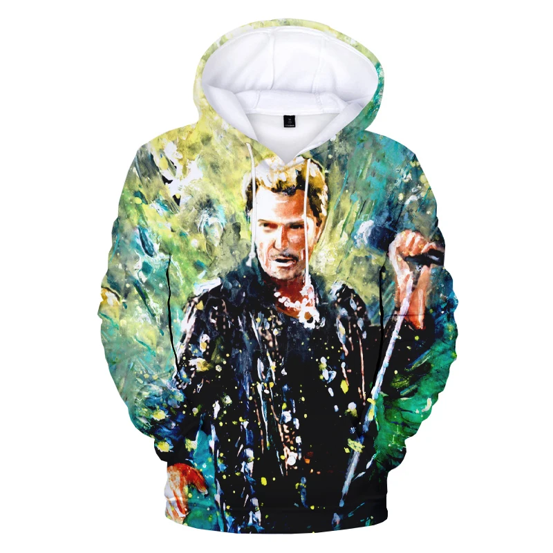 New Johnny Hallyday Hoodies France Rock Singer 3D Printed Sweatshirt Men Women Casual Hoodie Oversized Hip Hop Pullovers Coat