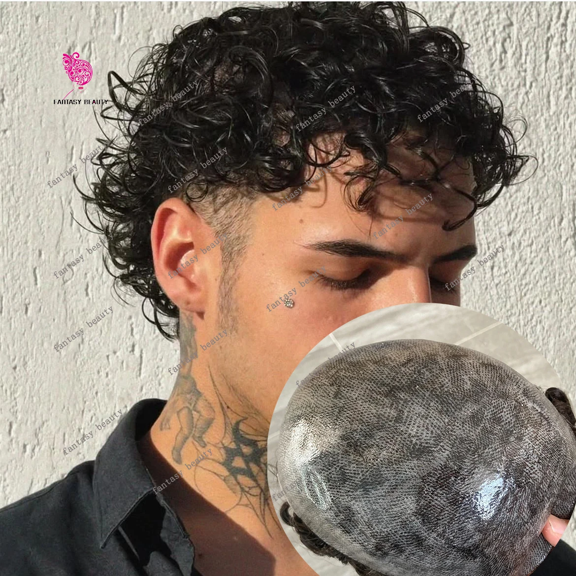 

18 мм афро-мужской вьющийся супер тонкий кожаный мужской парик из натуральных волос, мужские вьющиеся человеческие волосы, необнаружимая система капиллярного протеза