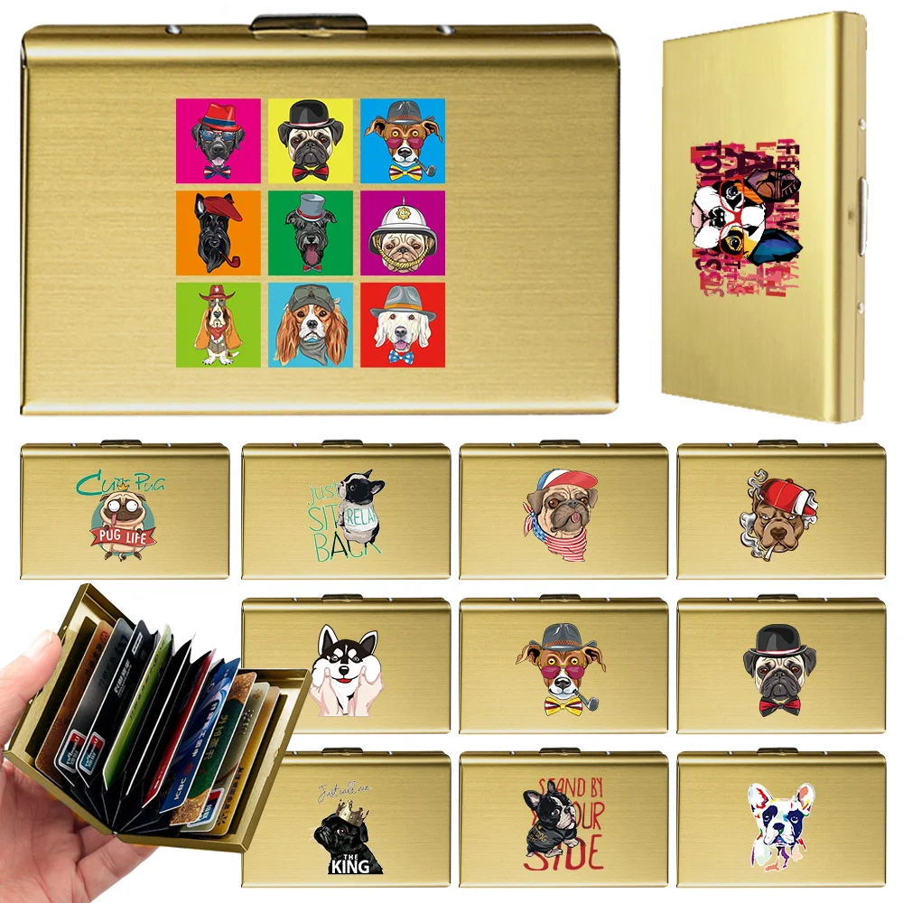 Simplicity Card Slot Storage Box Men's NFC Card Metal Card Reader Lock Bank Credit Cards Dog Series Pattern Bank Cards Box