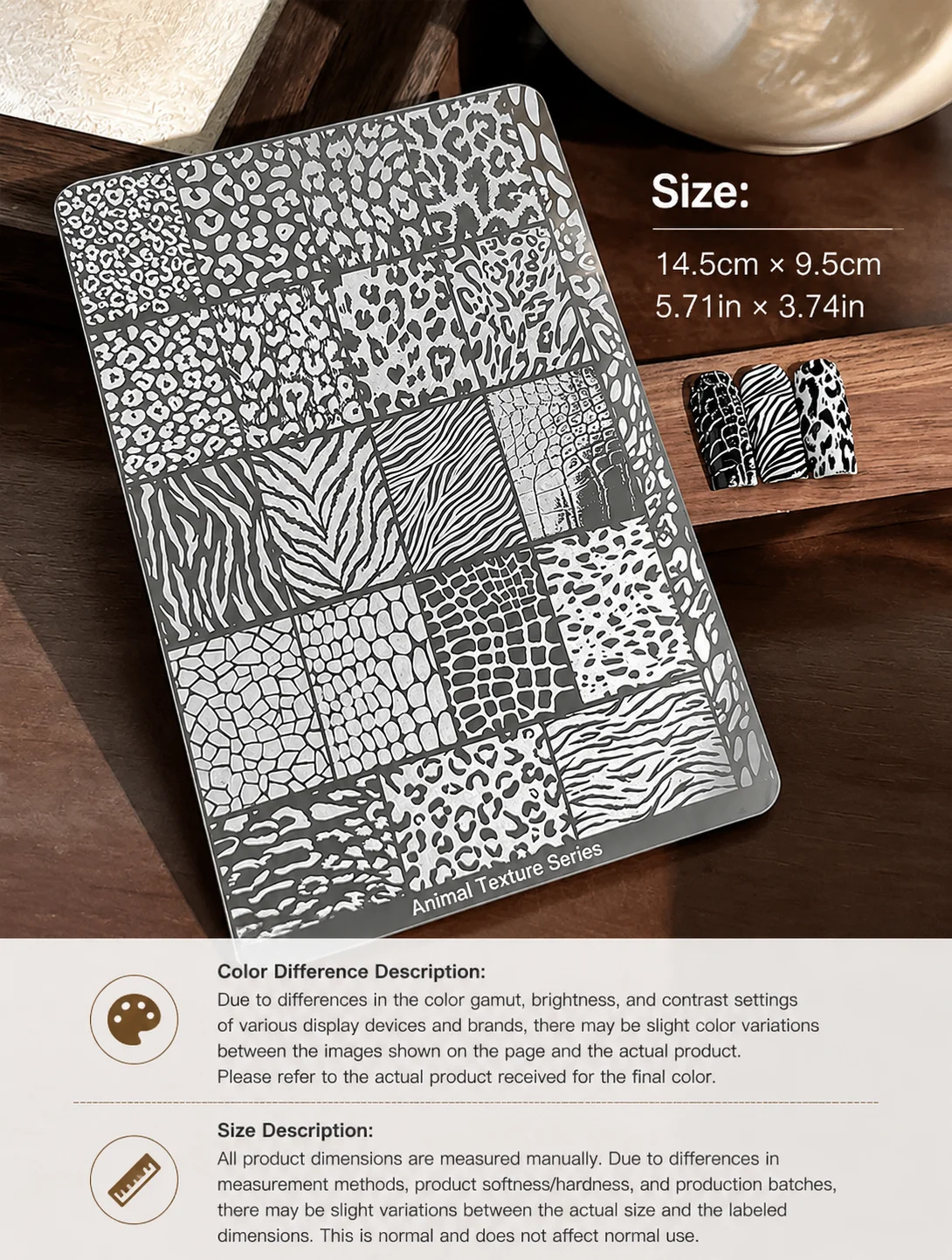 Nagelkunst Leopardenmuster Stempelplatten-Set Stempelvorlage Schaber-Set Maillard-Muster DIY Nagelwerkzeuge – Detail 1