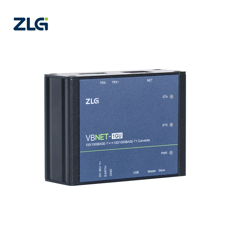 ZLG 100/1000 Base-T to 100/1000 Base-T1 Converter Vehicle Ethernet Automotive Ethernet Network Monitoring Diagnostic Writing