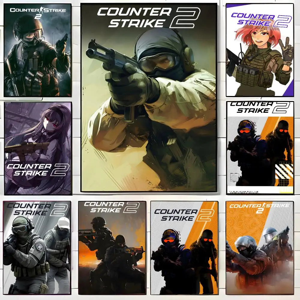 Hot Classic Game C-CS-c-Counter-Strike 2 Poster HD Home Decor Sticky Wall Waterproof Home Living Room Bar Aesthetic Decor