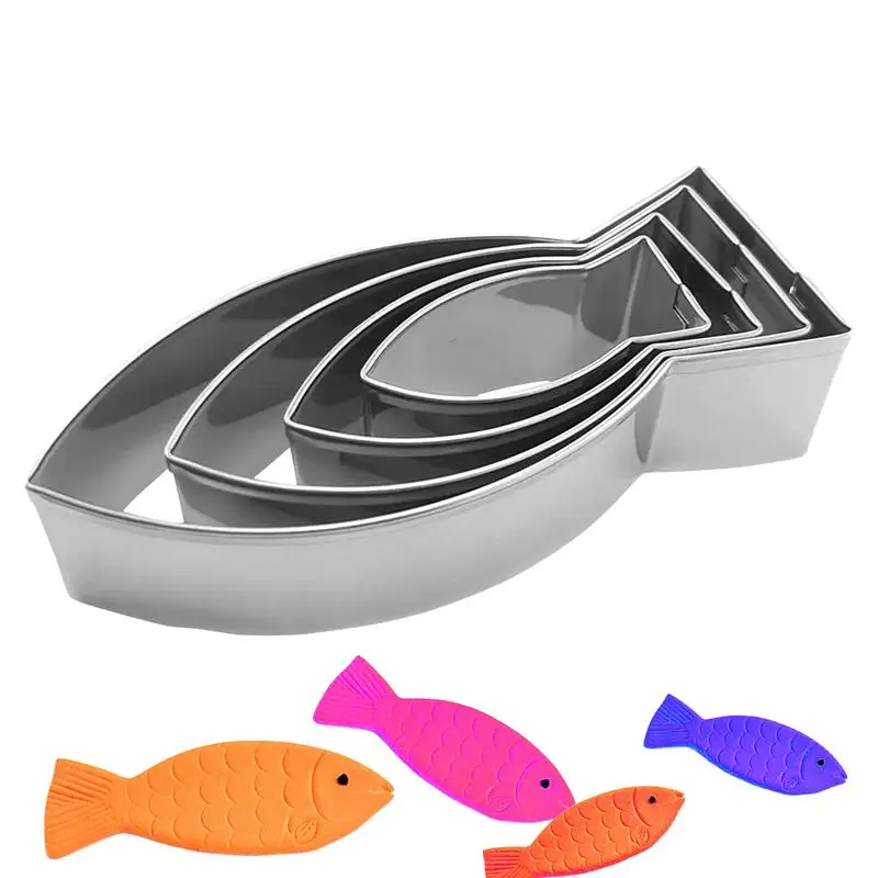 4PCS Cartoon Fish Cookie Cutter Aquatic Animal Fish Molds Cake Pastry Fondant Decorate Tools Cookie Cutters