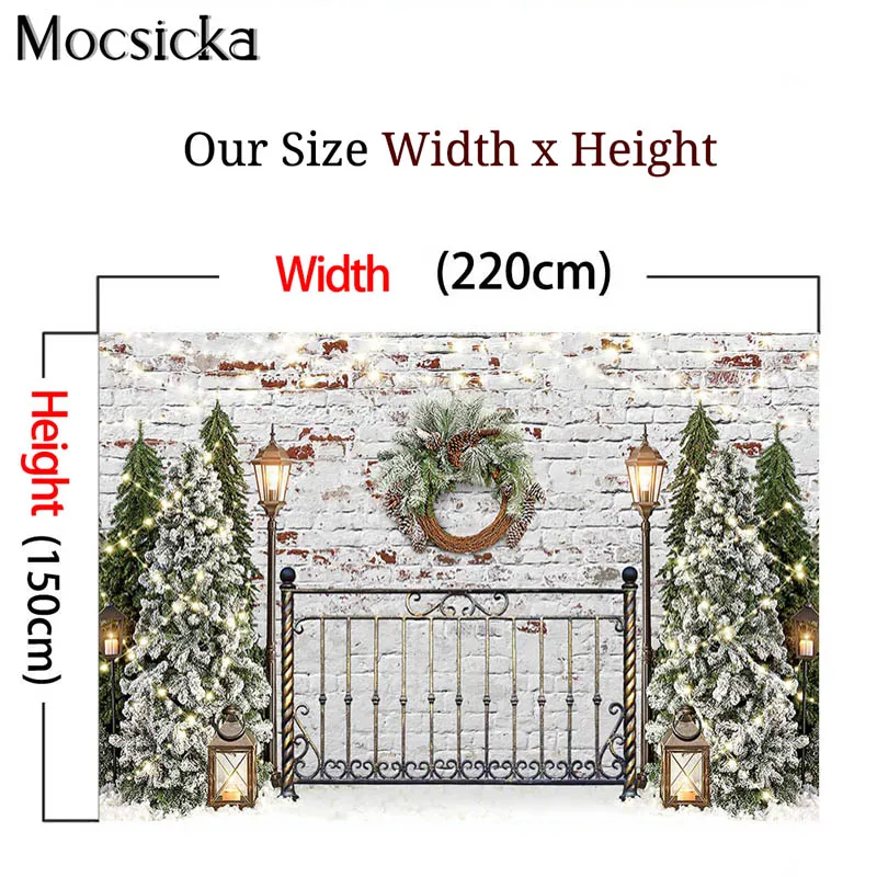 クリスマスの写真の背景,ヴィンテージ,白レンガの壁,木,花輪のポートレート写真のアクセサリー