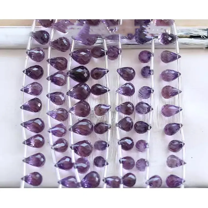 

18pieces Amethyst drop faceted 7-12mm nature for making jewelry necklace FPPJ wholesale