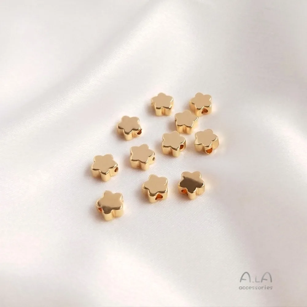 النحاس 14K الذهب اللون ستار حبة فاصل زهرة سوار مع الذهب حبة فاصل DIY الأذن مجوهرات الاكسسوارات اليدوية #5