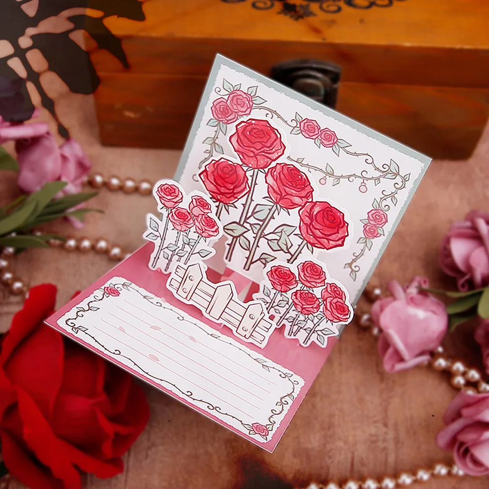 

1Pcs Valentine's Day 3D Cartoon Thanksgiving Card Bear Rose Pattern Party Gift Card Party Decoration Supplies Card