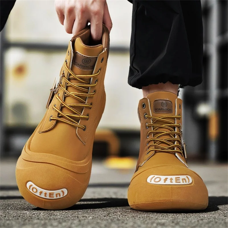 

2025 Новые мужские осенние повседневные высокие рабочие ботинки большого размера, мотоциклетные ботинки, противоскользящие и износостойкие уличные ботинки