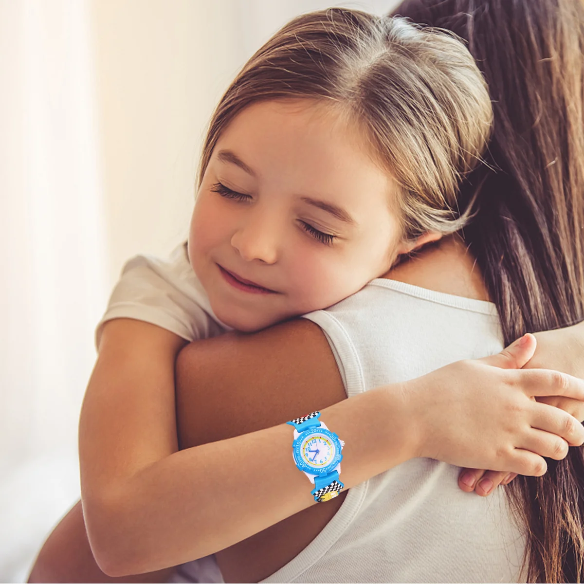 Cartoon 3D Kids Watch Blue Car Pattern Waterproof Light Design For Children Creative Wristwatch Gift For Boys Girls