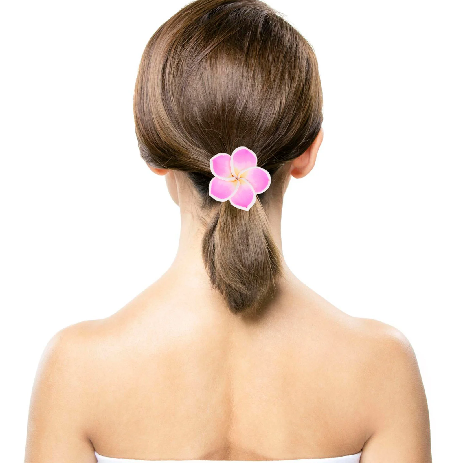 Plumeria Hairband for Girl Clear Elastic Ties Flower Simulation Ponytail Holder Child Plant Decorations