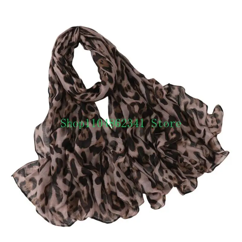 5asd 180cm Leopard Print Scarf Fashionable Neck Wrap Shawl Comfortable & Breathable