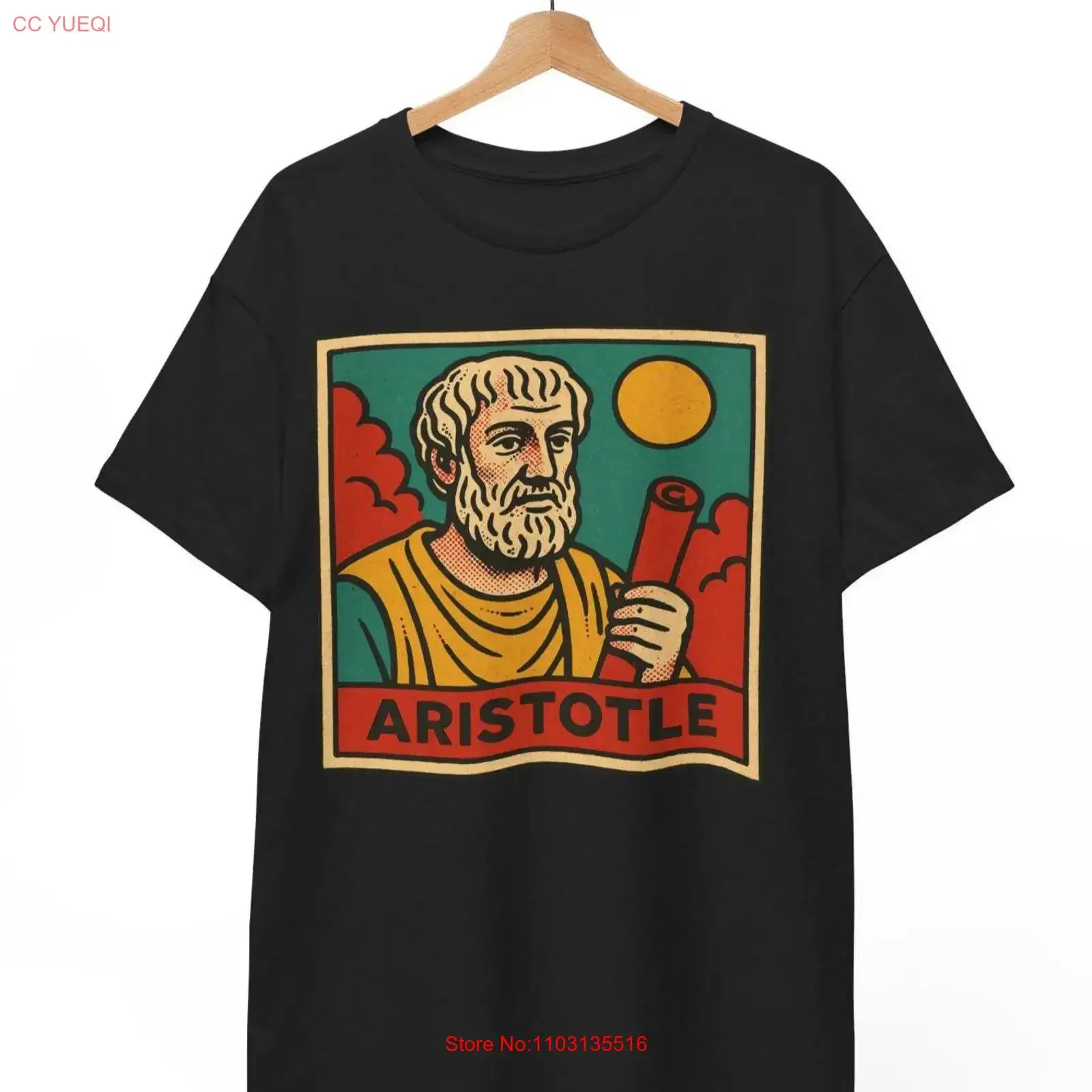Camiseta Retro Aristóteles: Filosofía Griega Antigua, Pop Art, Lógica y Ética Vintage para Él o Ella, Pensadores, Estilo Lavado