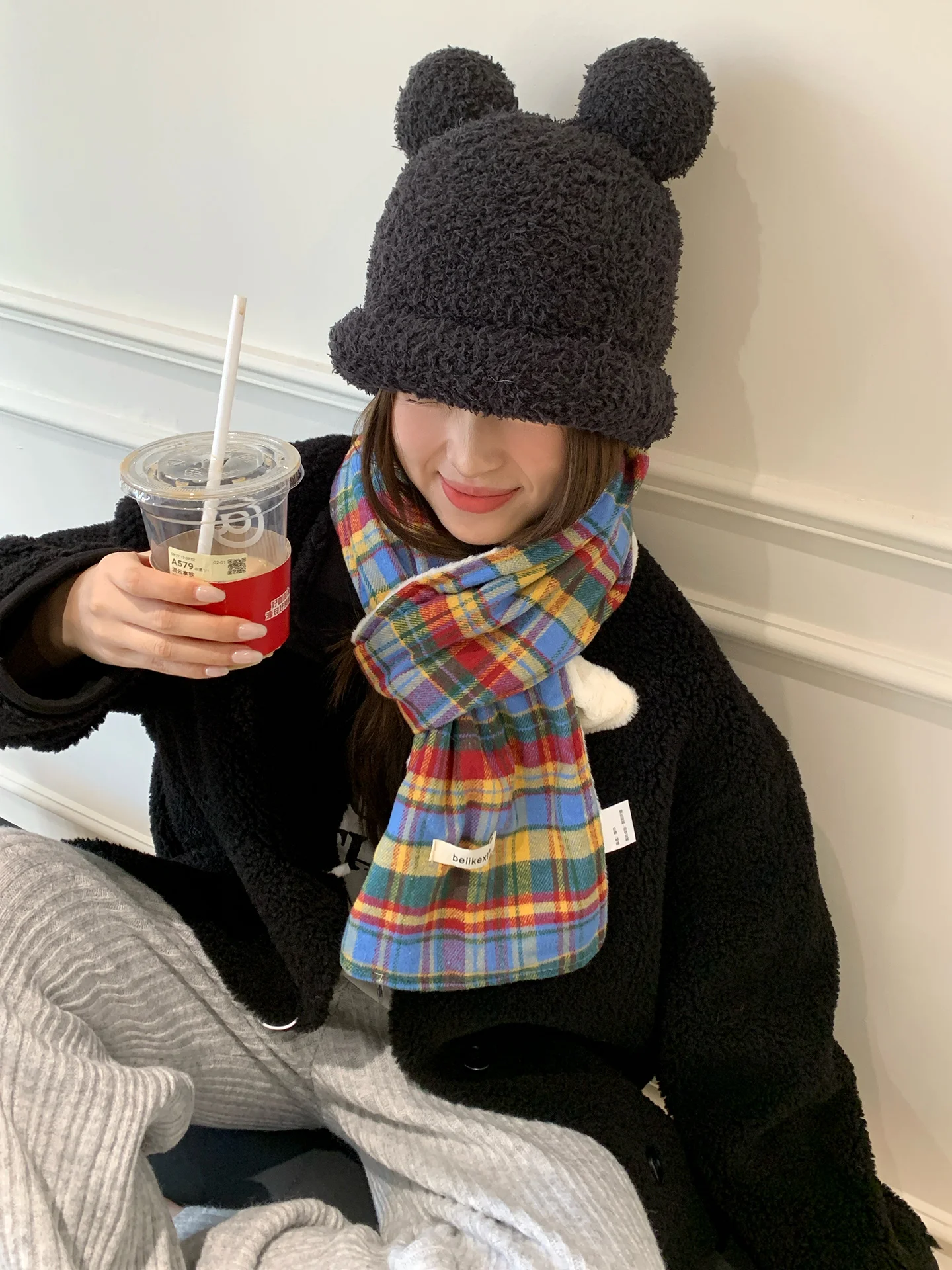 

Женский клетчатый шарф в стиле ретро, теплый осенне-зимний шарф ярких цветов, шаль, теплая атмосфера, универсальный