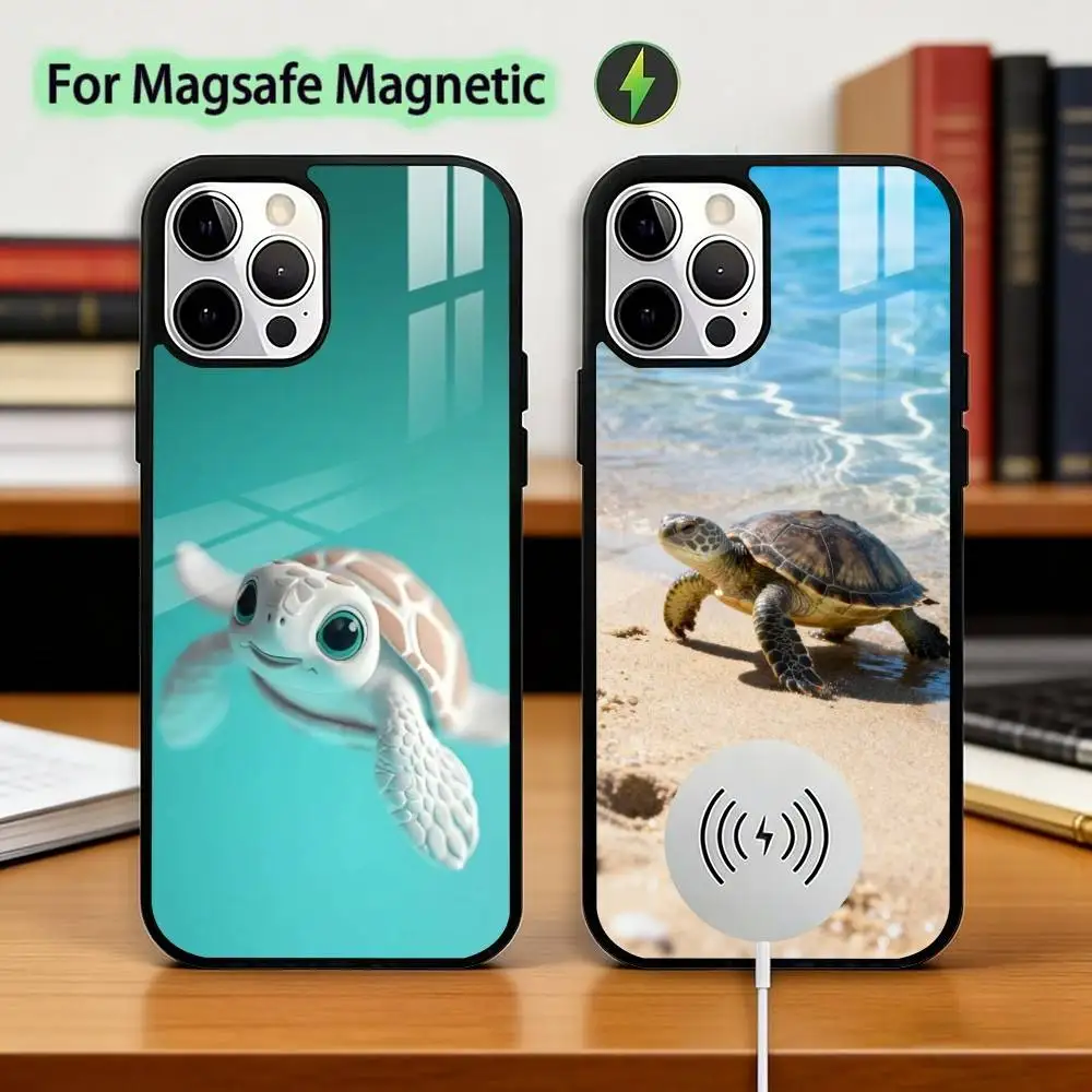 

Cute Little T-Turtle Phone Case For iPhone17,16,15,14,13,12,11 Plus,Pro Magnetic with Magsafe Wireless Charging