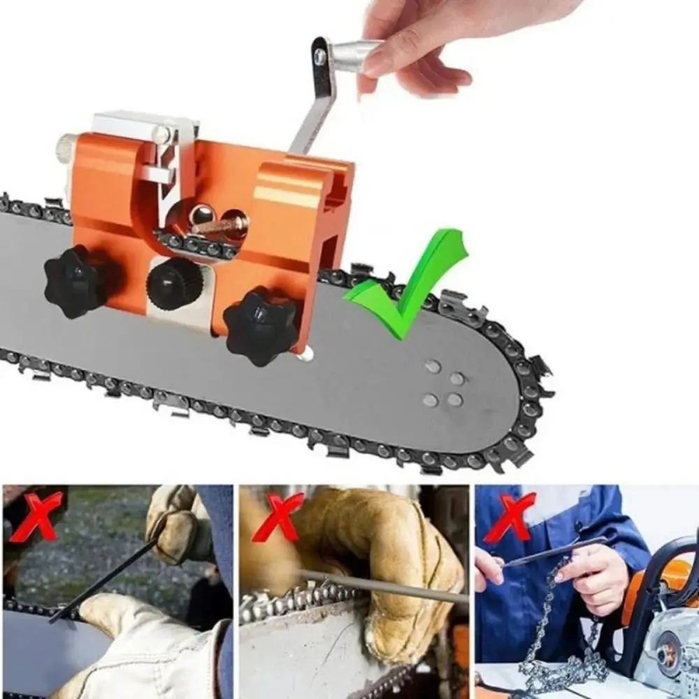 Portable Chainsaw Sharpener Jig Quick Grinding Hand Crank Chainsaw Sharpener Kit Sharpening Stone Mini Size Chain Sharpener