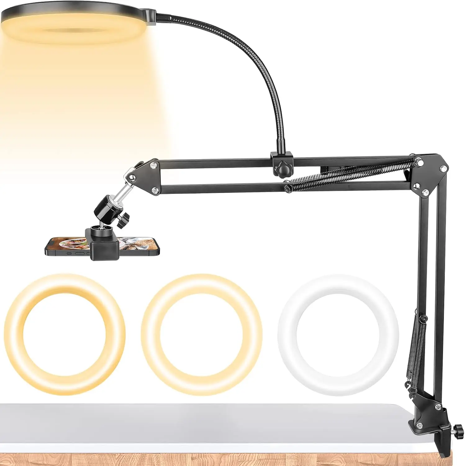 

Крепление для телефона на потолок с кольцевой подсветкой, держатель для телефона на штативе для видеосъемки, гибкий шарнирный кронштейн