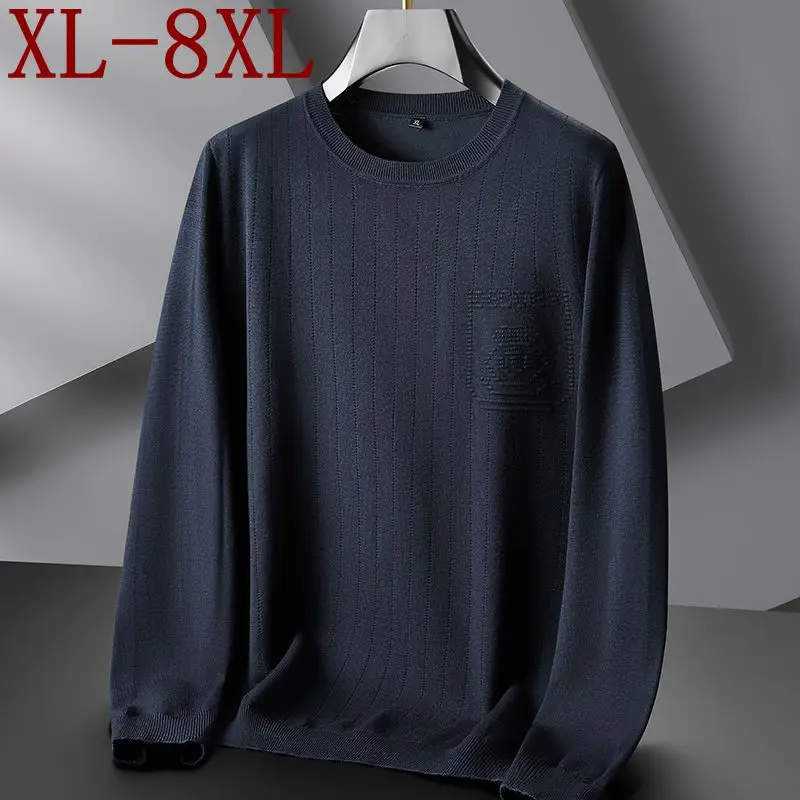 8XL 7XL 6XL 2023 New Fall Winter High End Cashmere Sweater Men Long Sleeve O-Neck Mens Pullover Sweaters Keep Warm Pull Homme