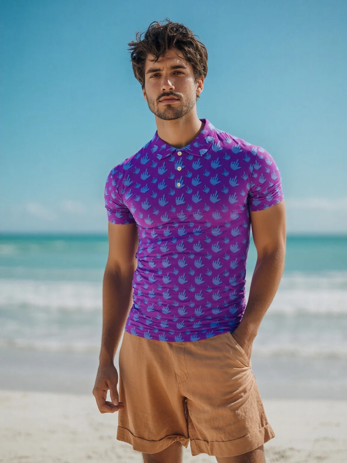 قميص بولو بياقة مطبوعة ثلاثية الأبعاد، بلوفر رجالي بأكمام قصيرة، مقاس كبير، ملابس رياضية كاجوال، موضة الصيف، مريح للتنفس