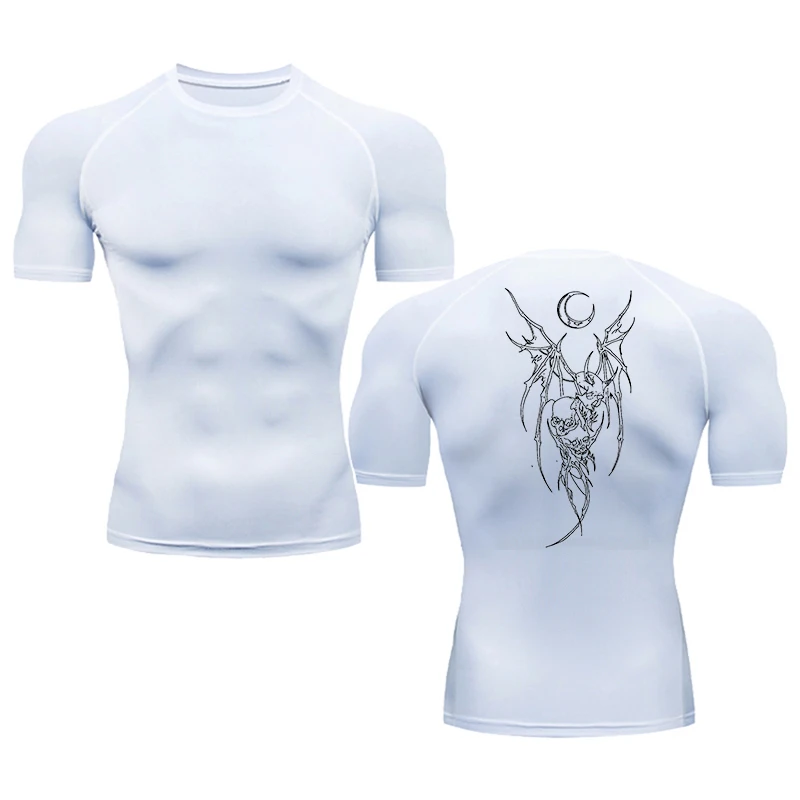 Men's Compression art Printed T-Shirt Sports Y2K Short Sleeve Muscle Fitness Tight Quick-drying Breathable Gym Clothes Tops