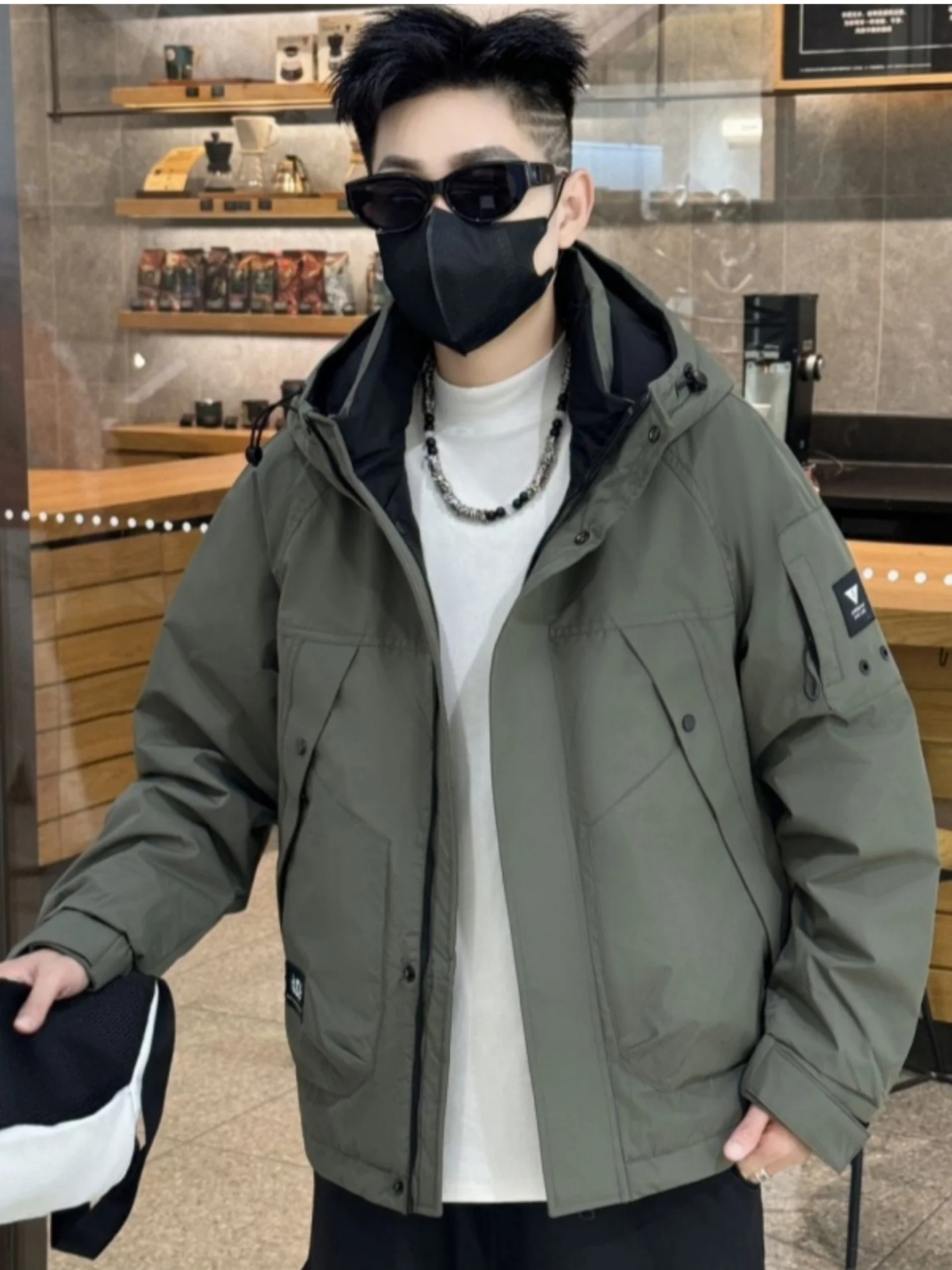 

ex Hooded Workwear down Jaet Outdoor Windproof White Du down Couple's Outerwear Comfortable Soft Thiened Polyester