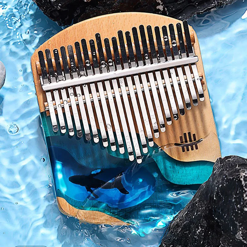 17 Keys Note Kalimba Chromatic Whale Kalimbas Wood Silicone Thumb Piano Small Portable Professional Musical Keyboard Accessories