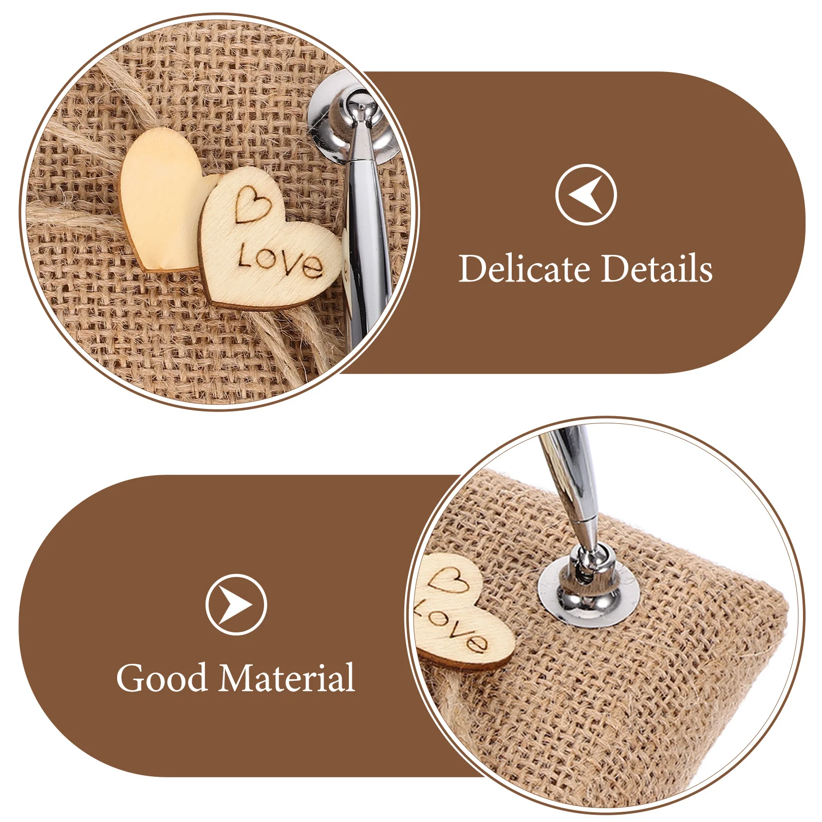 

Double Heart Pen Seat Guest Book Set Rustic Wedding Favors Burlap Holder Pen Lasting Practical for Party