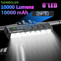 NEWBOLER 8LED Bicycle Light Front 10000LM Bike Light 10000mAh Waterproof Flashlight USB Charging MTB Road Cycling Lamp Accessori
