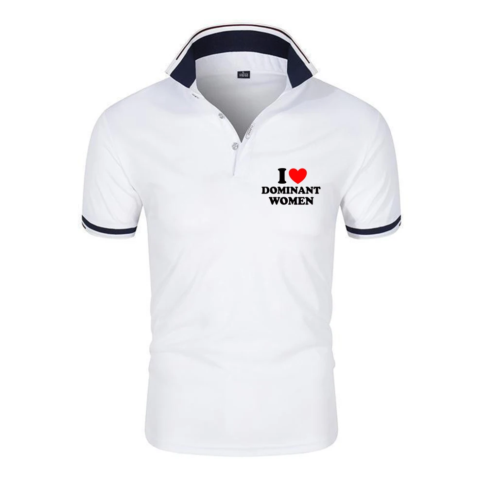 I Love Dominant Women Graphic Mens Quick Dry Polo Shirt Short Sleeve Breathable Tops For Men Casual Athletic Pullover T shirt