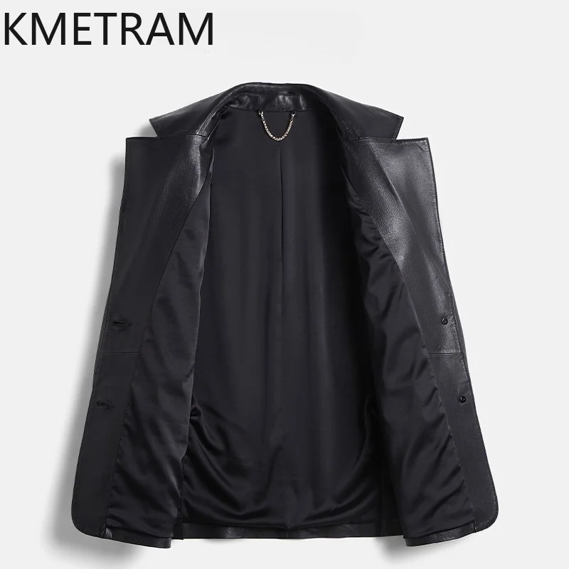 KMETRAM Genuine Leather Jacket Woman Black Blazers Fully Tanned Sheepskin Leather Coat Mid Length Jackets of Woman Blazer Femme
