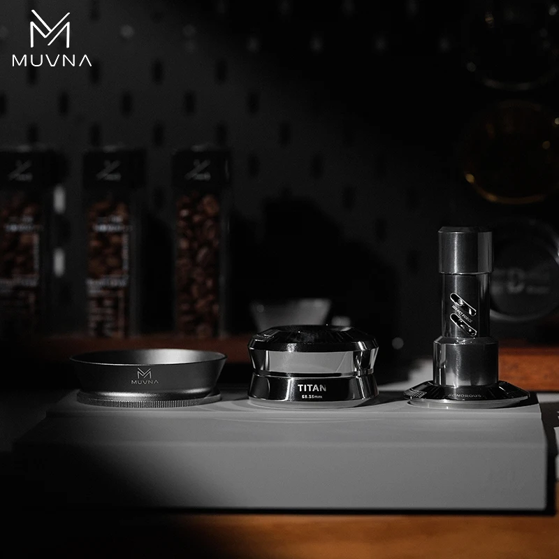 مكبس إسبرسو MUVNA V2، مكبس قهوة محمل بنابض بضغط ثابت بوزن 30 رطل، ارتفاع من الفولاذ المقاوم للصدأ قابل للتعديل، 51/53/58.35 مم