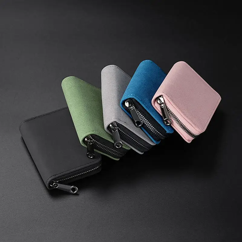 Frosted Leather Cards Holders Multi-card Slot Card Bag Wallets Portable Zipper Coin Pouch Men Women Business Card Organizer