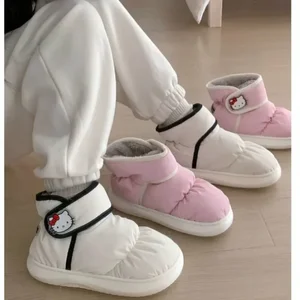 Hello Kitty Damen wasserdichte Baumwollschuhe, Winter im Freien, Modefarbenblock, Klettverbotsschnee, Baumwollschuhe, Geschenk 6 Hauptverkaufssicherheitsstiefel mit Klettverschluss - №5