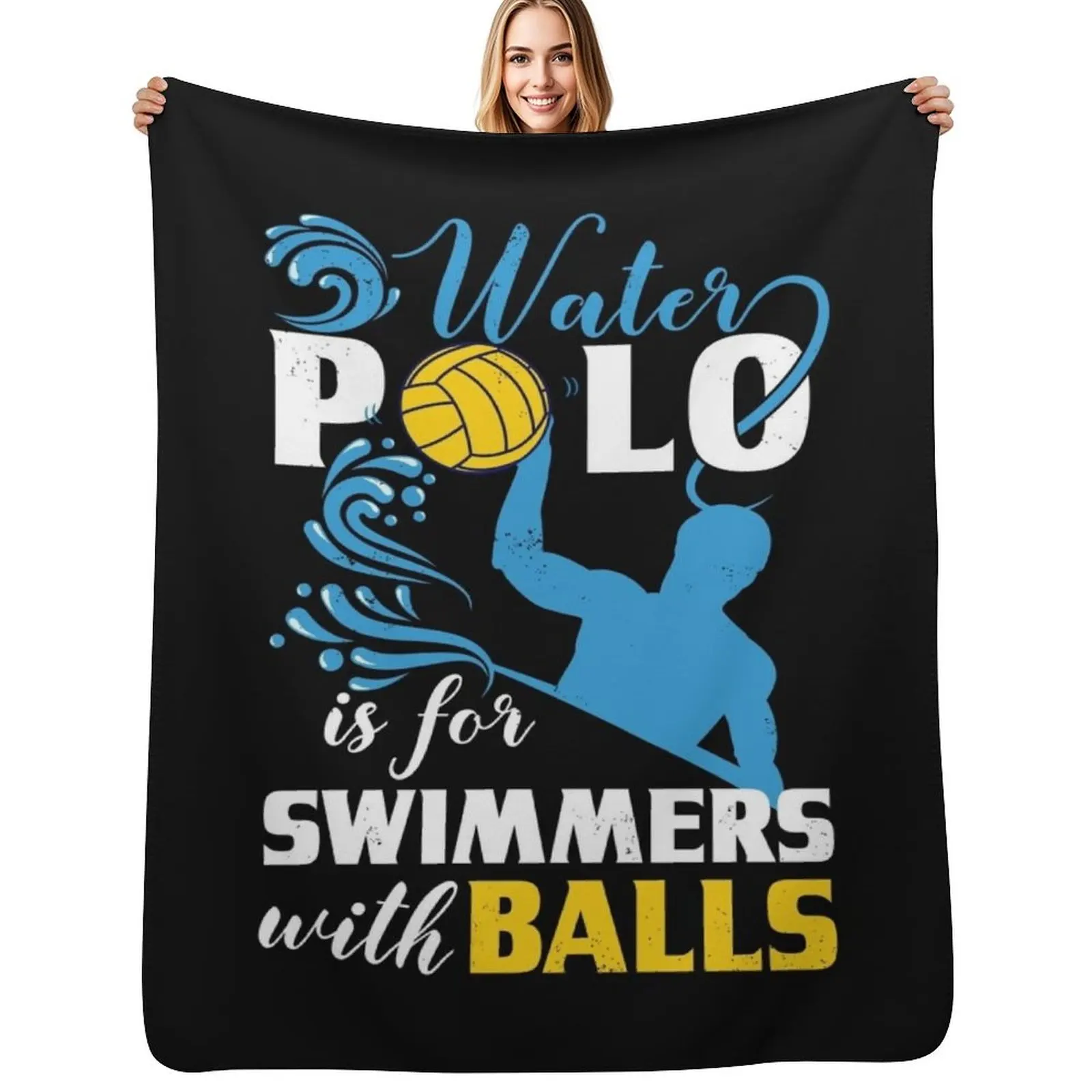 Water Polo graphic Gifts Men and Women Funny Quotes Player design Throw Blanket Warm Napping Blanket for Office Couch Bed