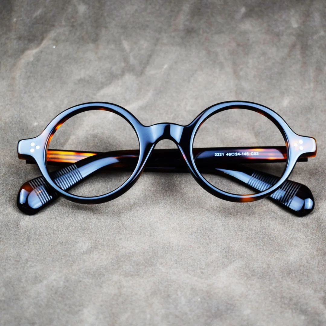 

Retro Japanese Board round Glasses Frame - Unisex Optical Eyeglasses Personality Niches Classic Style for Men And Women