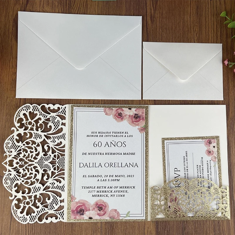 5/10/20pcs Laser Cut Wedding Invitations Card Vintage Wedding Bridal Shower Decor Gift Greeting Card Kits Event Party Supplies