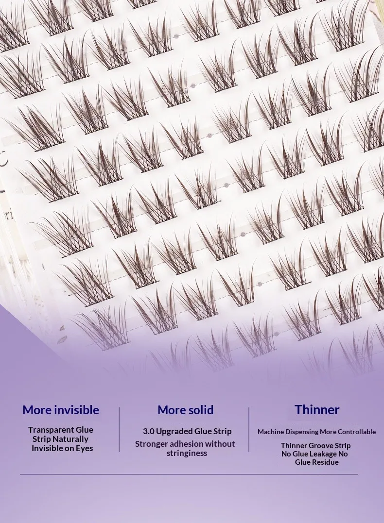 Kleberlose Fuchsauge-Falsche Wimpern im chinesischen Stil, selbstklebende natürliche braune schwarze Wimpern, 3D-voluminöse, flauschige, geflügelte Wimpern – Detail 10