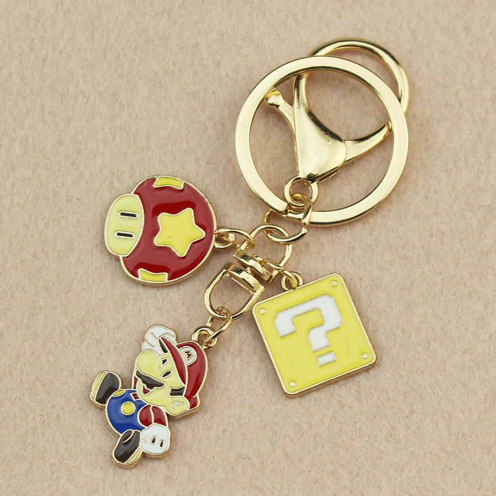 Juego de Anime Super Mario Toad punto de interrogación bloque Cosplay llavero de aleación de Zinc colgante accesorios collares regalos joyería
