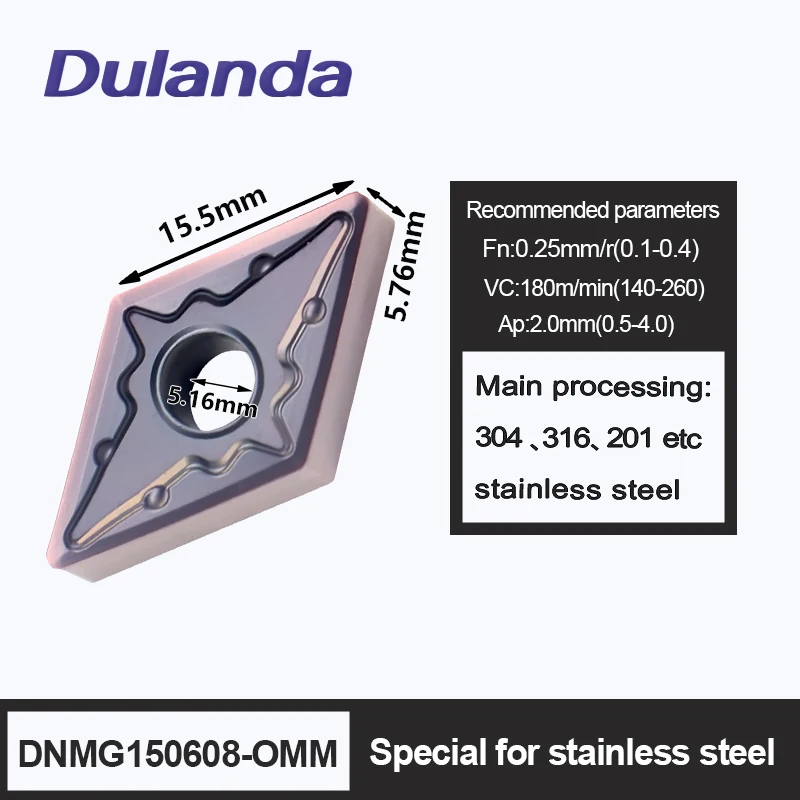 

DNMG150608 OMM LP8015 Carbide inserts External Turning Blade CNC Lathe Tools DNMG150408 Tools for Stainless Steel