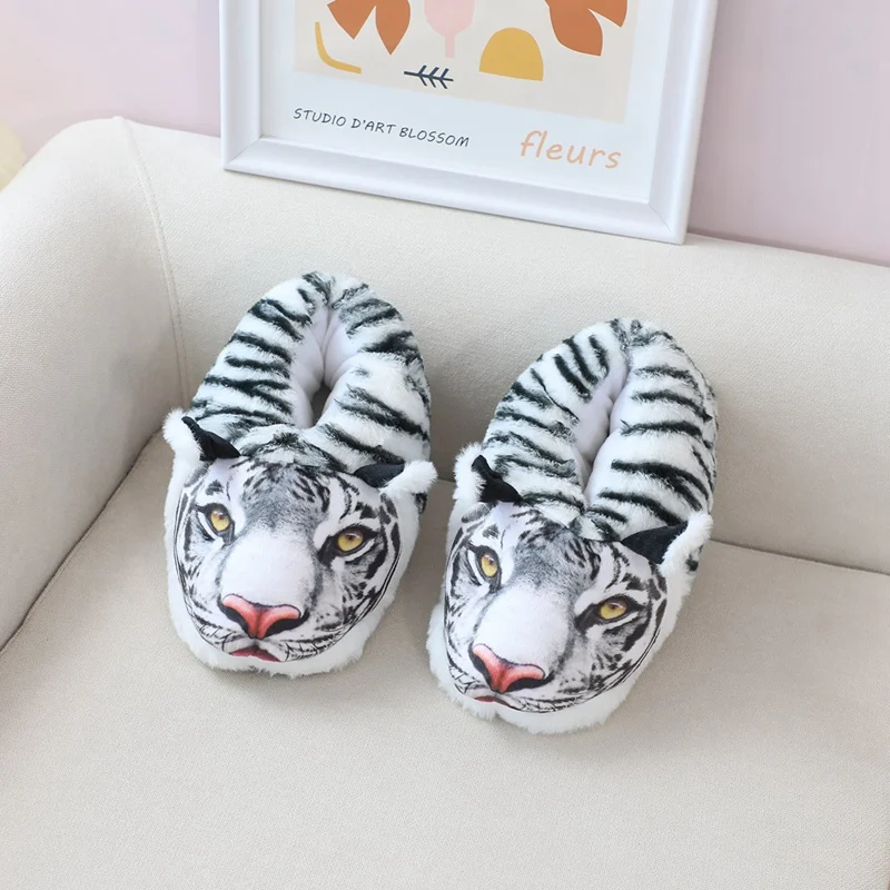 Simulated Printed Tiger Plush Slippers Indoor Slippers Home Shoes Anime Wooden Flooring Women Men Winter Customized Wwarm