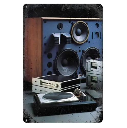 Vintage Stereo Audiophile Hi-Fi Speakers Metal Poster -20x30cm Tin Sign