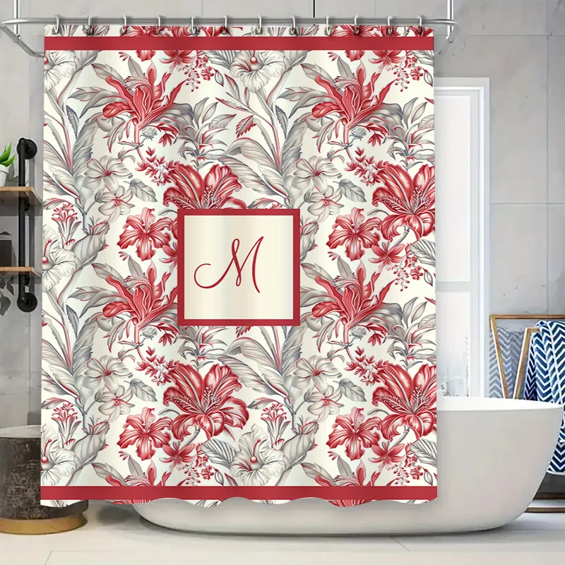 

Современный коврик для ванной с узором, набор занавесок для душа, смелый яркий дизайн для украшения ванной комнаты, оранжевый горошек, синие полосы, черный, красный