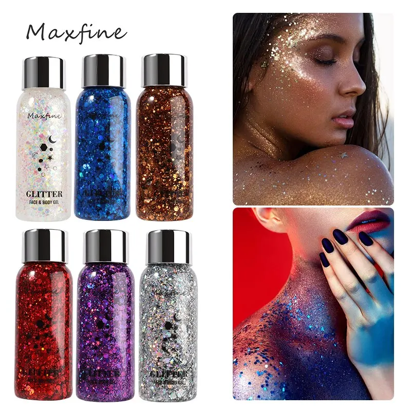 Full Body Gel Sequins Dazzle Color Dress Eye And Hair Highlights Long Term Powder Is Not Easy To Take Off Makeup Flowers image 2