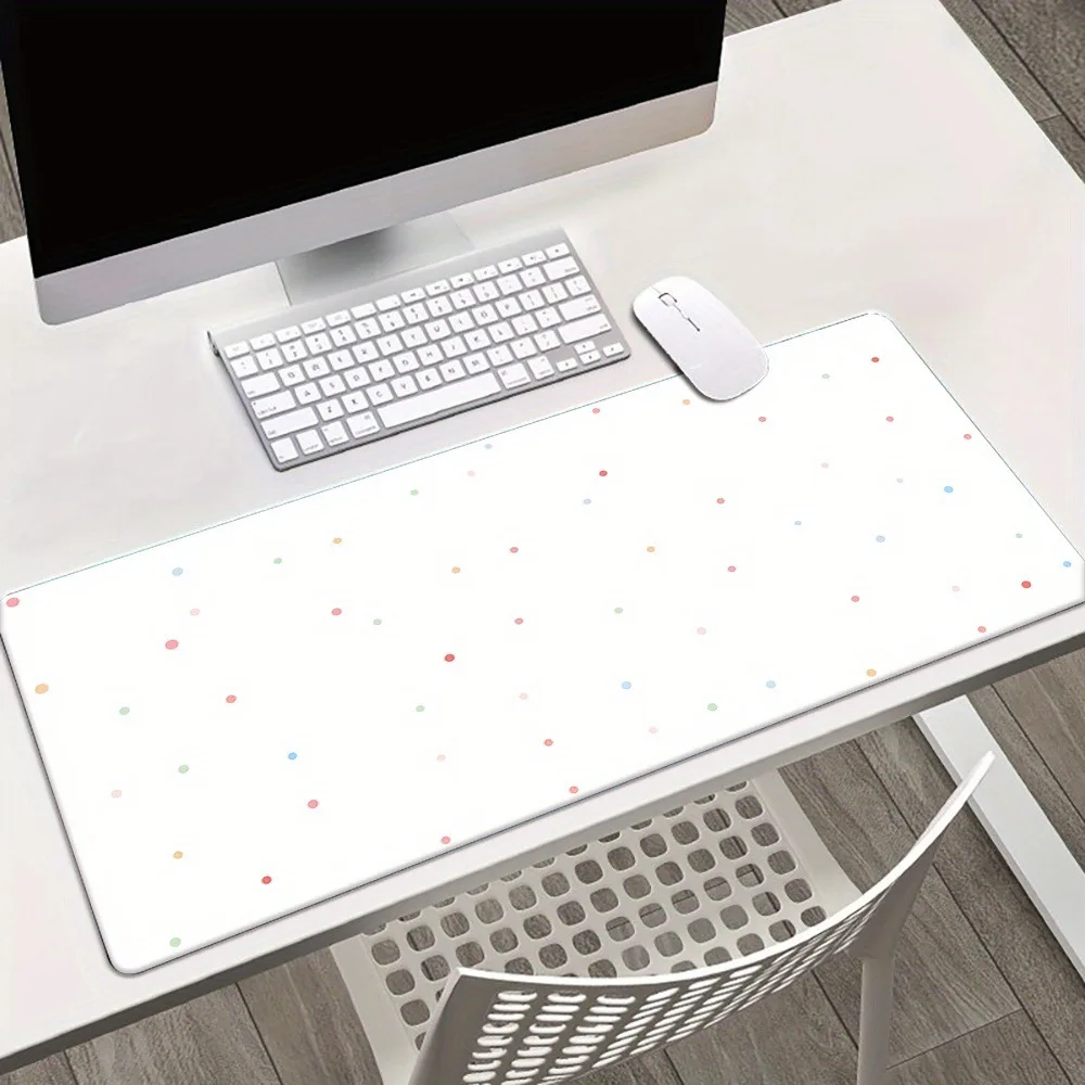 

White Polka Dot Large Desk Mat, Waterproof Non-Slip Mouse Pad, Office Gaming Keyboard Pad, Desktop Protector