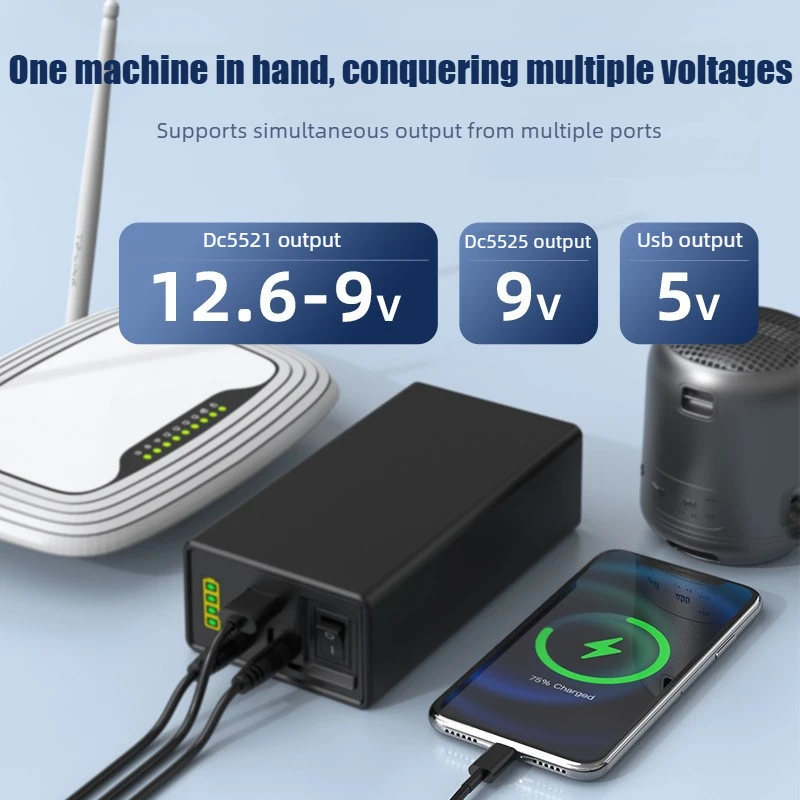 12V 9V 5V Portable Power Bank 18650 Battery Pack Compact Size Large Capacity, Rechargeable Lithium Battery view 2