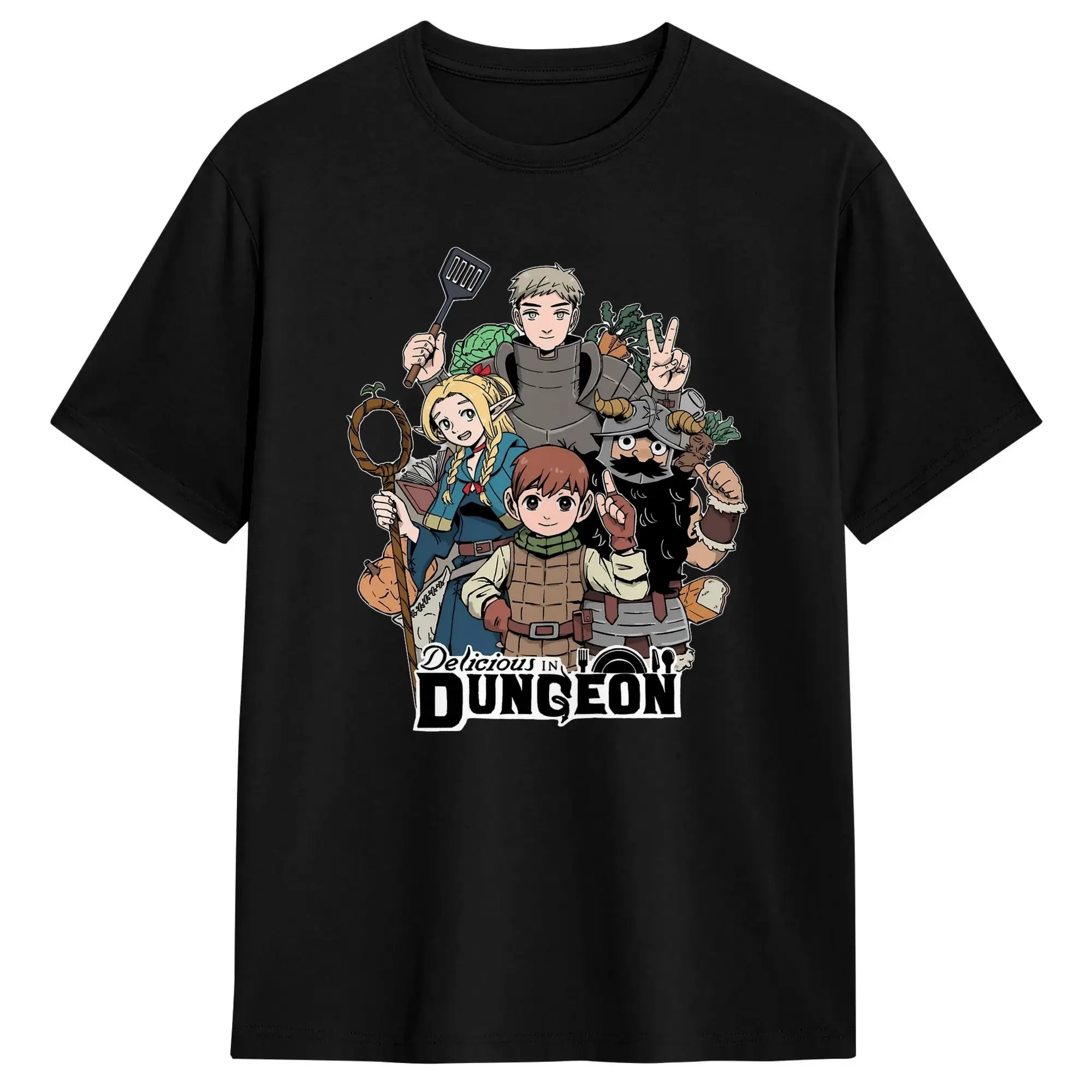 Delicious in Dungeon Meshi T-Shirt Men Women  Fashion Pure Cotton Tee Shirt Crew Neck Short Sleeve T Shirt Plus Size Clothing