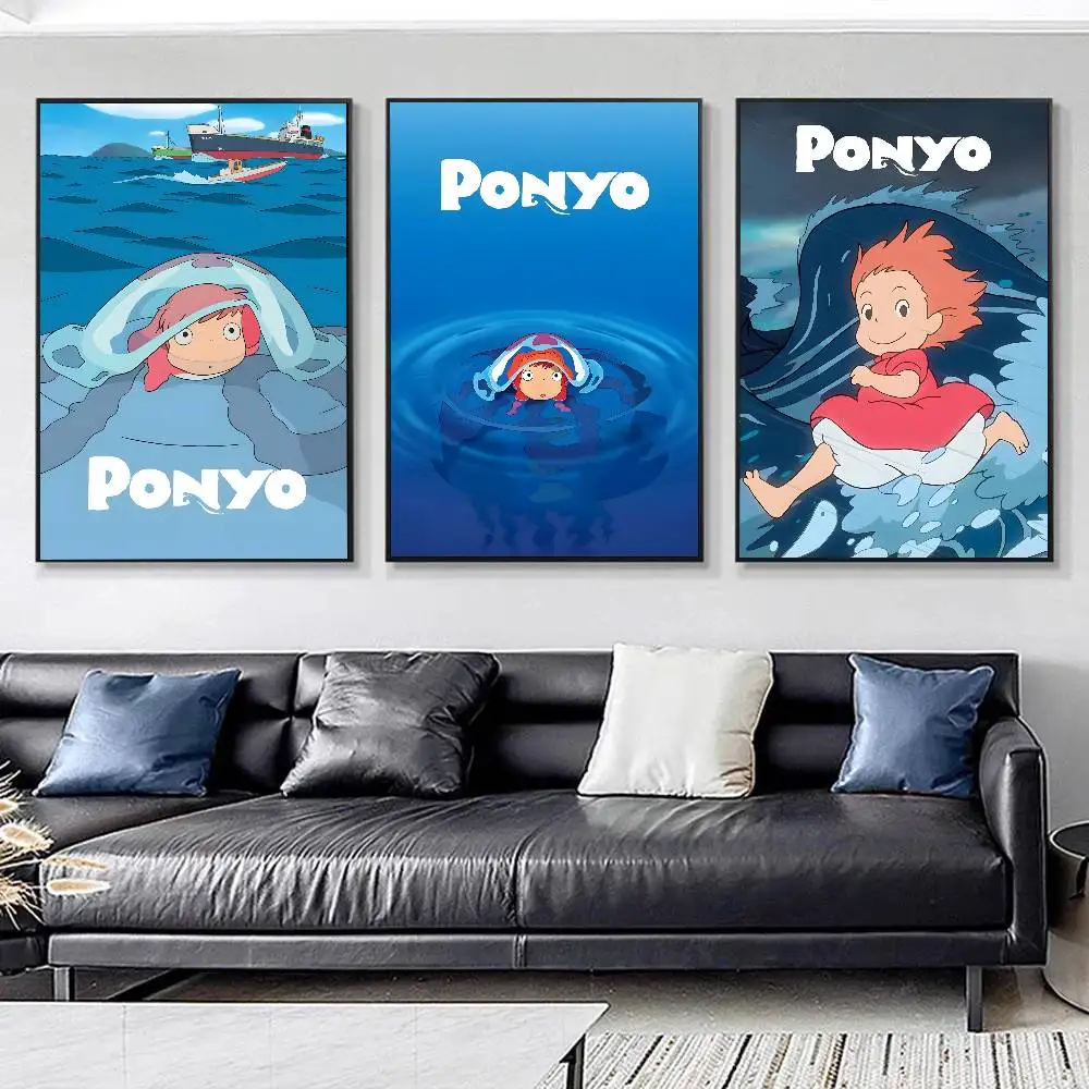 1pc Classic Movie Cartoon Anime P-Ponyo Posters HD Print Vintage Wall Art Decor for Home Study Room