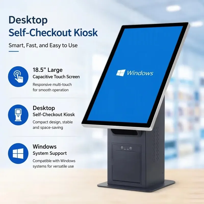 Custom Windows All in One Touch Screen Pos Systems Cash Register 21.5 Inch Self Service Ordering Kiosk Pos System for Library