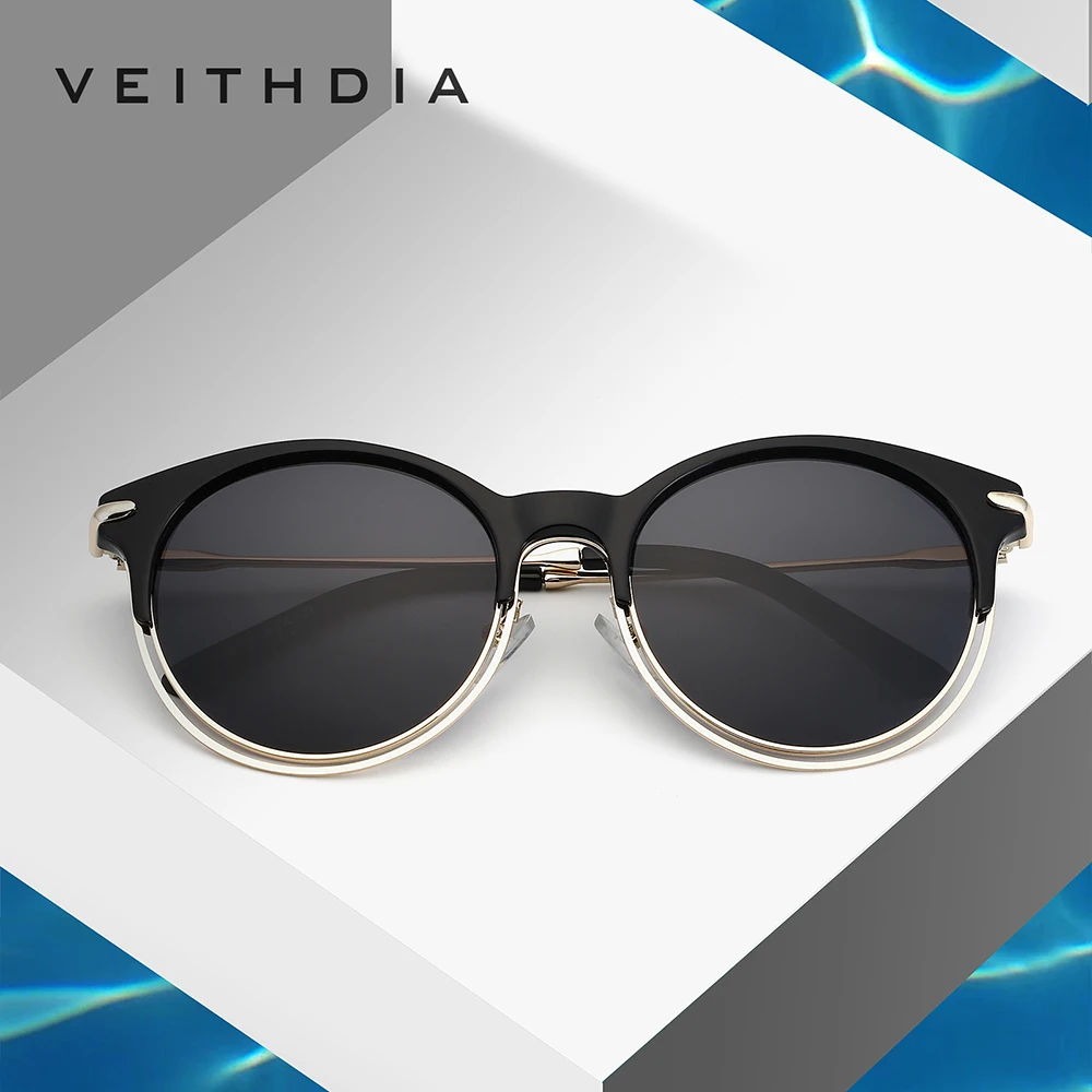 VEITHDIA Brand Alloy+TR90 Women\'s Polarized UV400 Lens Mirror Sun Glasses Eyewear Vintage Outdoor Sunglasses For Female V3029