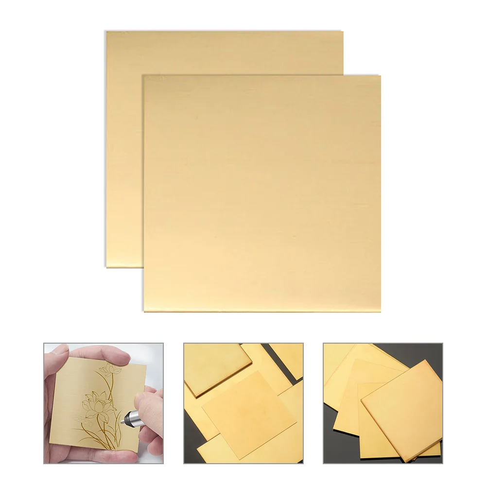 

2Pcs Brass for Brass Sheet For Jewelry DIY Crafts Jewelry Making Golden Copper Plates Square Metal Tools Parts Craft Supplies