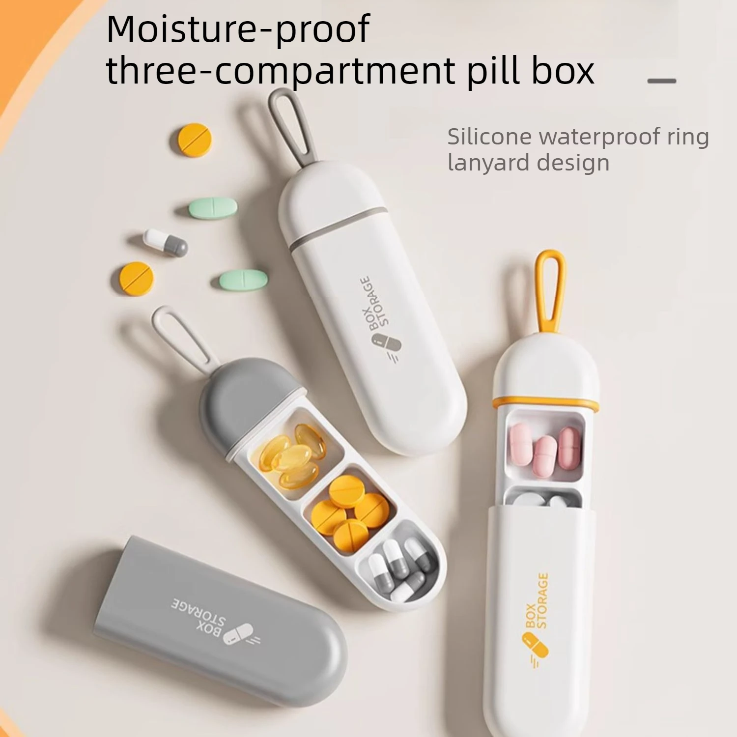 Portable Sealed Pill Organizer Large Capacity 3-Compartment Moisture Proof Dust Proof Hidden Safes for Travel Medicine Storage